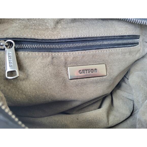 Joy Gryson SKYE Italy Handbag Tote Convertible Black Leather Nylon - Picture 11 of 15